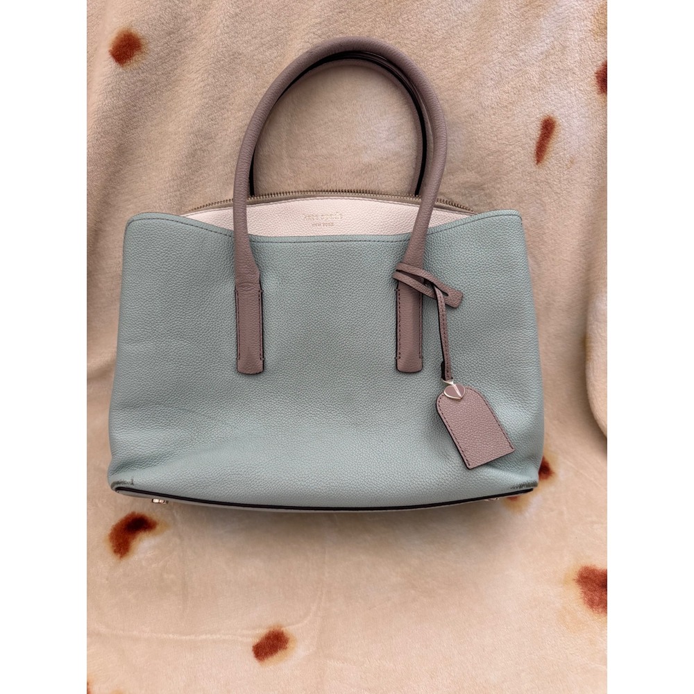 Kate Spade Margaux Large Satchel Leather Blue Gray PXRUA160 Crossbody Bag